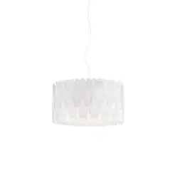 Sospensione Moderna Amanda Polilux ® Bianco E Metallo Cromo 1 Luce E27 D40Cm