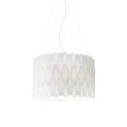 Sospensione Moderna Amanda Polilux ® Bianco E Metallo Cromo 1 Luce E27 D50Cm