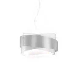 Sospensione Moderna Bea Polilux ® Argento E Metallo Cromo 1 Luce E27 D60Cm