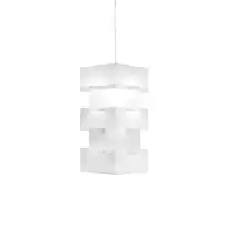Sospensione Moderna Building Polilux ® Bianco E Metallo Cromo 1 Luce E27 H60Cm