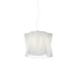 Sospensione Moderna Folio Polilux ® Bianco E Metallo Cromo 1 Luce E27 D40Cm