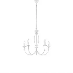 Lampadario Rustico Botte 5 Luci Bianco LuceArt Classic