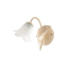 Applique Classico 1 Luce Foglie in Ferro Battuto Vetro Avorio e Oro Serie Limone Applique Classico 1 Luce Foglie in Ferro Battuto Vetro Avorio e Oro Serie Limone