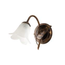 Applique Classico 1 Luce con Foglie Ferro Battuto e Vetro Bronzo Serie Limone Applique Classico 1 Luce con Foglie Ferro Battuto e Vetro Bronzo Serie Limone
