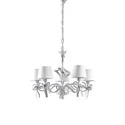 Lampadario Shabby Chic Lucy 5 Luci Bianco LuceArt Classic