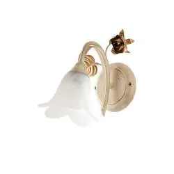 Applique Classico Arte Povera 1 Luce Ferro Battuto Avorio e Oro Serie Cestino