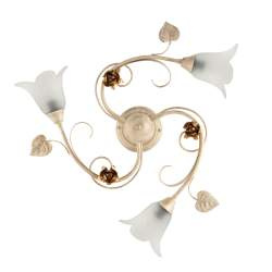 Plafoniera Classica Arte Povera 3 Luci Ferro Battuto Avorio e Oro Serie Cestino Plafoniera Classica Arte Povera 3 Luci Ferro Battuto Avorio e Oro Serie Cestino