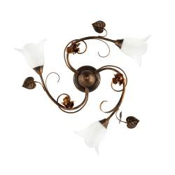 Plafoniera Classica Arte Povera 3 Luci Ferro Battuto Marrone e Oro Serie Cestino Plafoniera Classica Arte Povera 3 Luci Ferro Battuto Marrone e Oro Serie Cestino