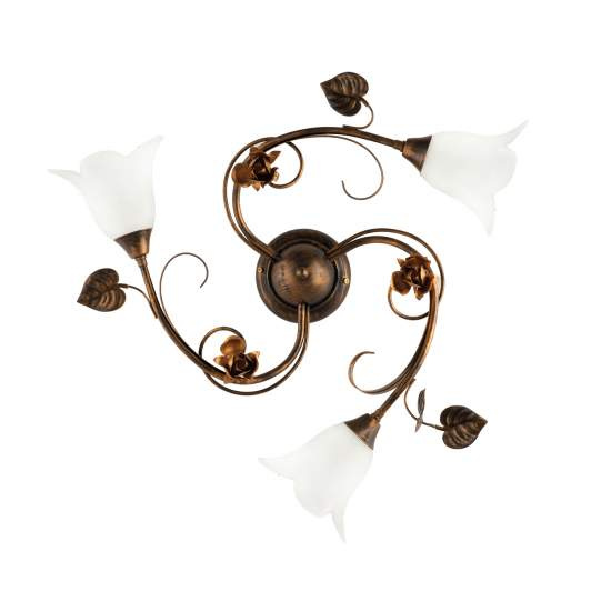 Plafoniera Classica Arte Povera 3 Luci Ferro Battuto Marrone e Oro Serie Cestino | Plafoniere - Lampade da soffitto | Luce Art Shop Plafoniera Classica Arte Povera 3 Luci Ferro Battuto Marrone e Oro Serie Cestino | Be Light