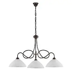 Lampadario Rustico Bistrot 3 Luci Nero e Bianco LuceArt Classic