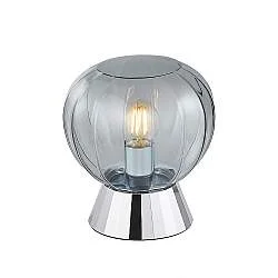 Lampada Da Tavolo Moderna Sydney Base Cromata E Sfera In Vetro Fumé 1 Luce E14