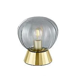 Lampada Da Tavolo Moderna Sydney Base Oro E Sfera In Vetro Fumé 1 Luce E14