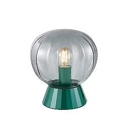 Lampada Da Tavolo Moderna Sydney Base Ottanio E Sfera In Vetro Fumé 1 Luce E14