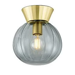 Plafoniera Moderna Sydney Base Oro E Sfera In Vetro Fumé 1 Luce E14