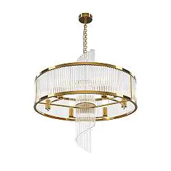 Lampadario A Sospensione Moderno Frame 6 Luci E14 60W Metallo Oro Ip20