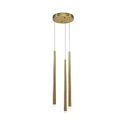 Lampadario A Sospensione Moderno Cascade Alluminio Ottone 3 Luci Led 18W
