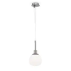 Sospensione Contemporanea Erich Metallo Nichel 1 Luce Diffusore Bianco