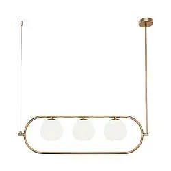 Sospensione Contemporanea Erich Metallo Oro Rosa 3 Luci Diffusori Bianchi