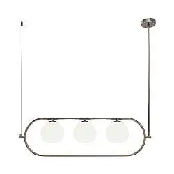 Sospensione Contemporanea Erich Metallo Nero 3 Luci Diffusori Bianchi