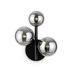 Applique Contemporanea Dallas Metallo Nero 3 Luci Diffusori Fumè