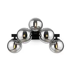Applique Contemporanea Dallas Metallo Nero 5 Luci Diffusori Fumè