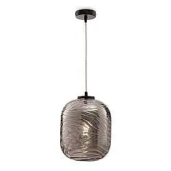 Lampadario A Sospensione Moderno Dunas Metallo Nero Vetro 1 Luce E27
