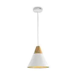 Sospensione Minimal Bicones Metallo Legno Bianco Oro 1 Luce