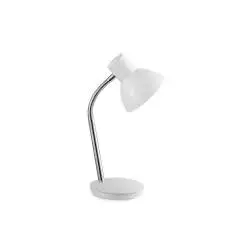 Lampada Da Scrivania Moderna Play Metallo Cromo Bianco 1 Luce E14