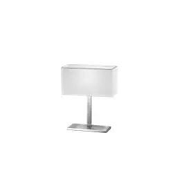 Lampada Scrivania Contemp Para Hotel Metallo Cromo Tessuto Bianco 1 Luce E14