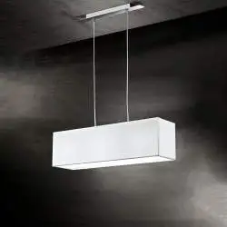 Lampadario Contemporaneo Para Hotel Metallo Cromo Tessuto Bianco 3 Luci E27