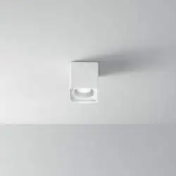 Plafoniera Moderna Brick Metallo Bianco Vetro 1 Luce Gu10
