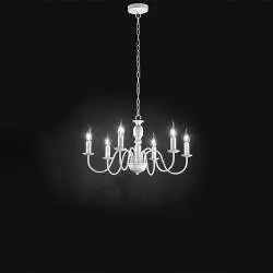 Lampadario Contemporaneo Ducale Metallo Bianco 6 Luci E14
