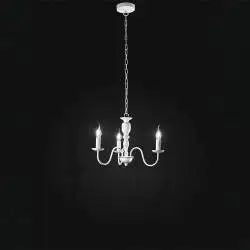 Lampadario Contemporaneo Ducale Metallo Bianco 3 Luci E14