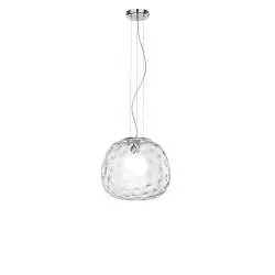 Sospensione Contemporanea Ufo Metallo Cromo Vetro Trasparente 1 Luce E27 D40