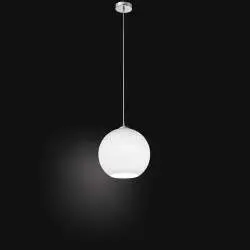 Sospensione Contemporanea Ufo Metallo Cromo Vetro Bianco 1 Luce E27 Ip20 D30
