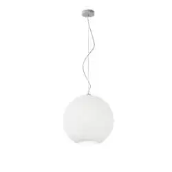 Sospensione Contemporanea Ufo Metallo Cromo Vetro Bianco 1 Luce E27 Ip20 D40