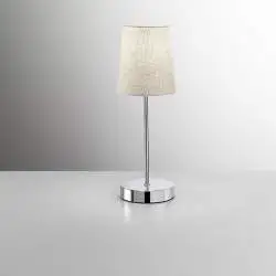 Abatjour Contemporaneo Adam Metallo Cromo Tessuto Sabbia 1 Luce E14