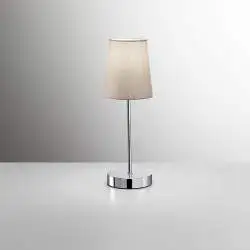 Abatjour Contemporaneo Adam Metallo Cromo Tessuto Tortora 1 Luce E14