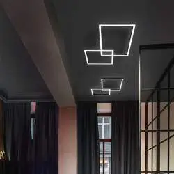 Plafoniera Moderna Cross Alluminio Nero Opaco Led 45W Dimmerabile Ip20