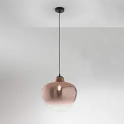 Sospensione Contemporanea Bowl Metallo Nero Vetro Rame 1 Luce E27