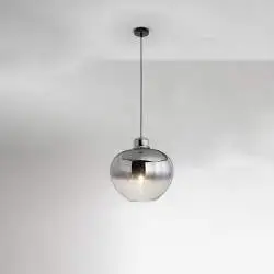 Sospensione Contemporanea Bowl Metallo Cromo Vetro Fumè 1 Luce E27