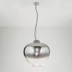 Sospensione Contemporanea Big Bowl Metallo Cromo Vetro Fumè 1 Luce E27