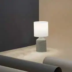 Lampada Scrivania Provenza Ceramica Beige Tessuto Bianco 1 Luce E14