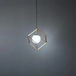 Sospensione Contemporanea Cube Metallo Oro 1 Luce G9