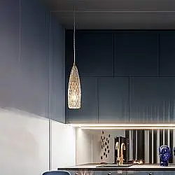 Sospensione Contemporanea Flut Metallo Oro Vetro Ambra 1 Luce E27