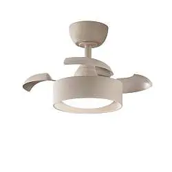 Ventilatore Moderno Cleo Metallo Tessuto Sabbia Opaco Led 22W Cct