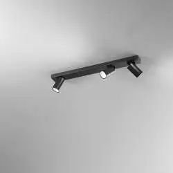 Spot Cilindrico Moderno Oddy Alluminio Nero 3 Luci Gu10