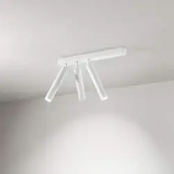 Spot Moderno Bambù Metallo Bianco 3 Luci Led 10W 3000K