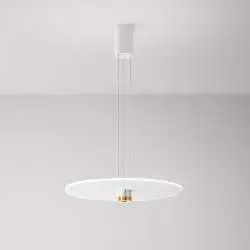 Sospensione Minimal Stream Metallo Bianco E Oro Acrilico Led 50W 3000K