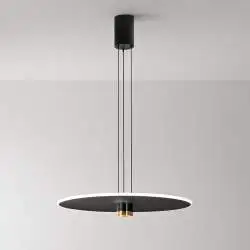 Sospensione Minimal Stream Metallo Nero E Oro Acrilico Led 50W 3000K
